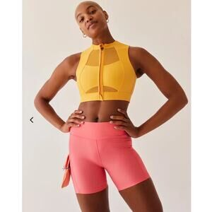 NWT Outdoor Voices SplashKnit quick dry full coverage front zip bra - XS - mango